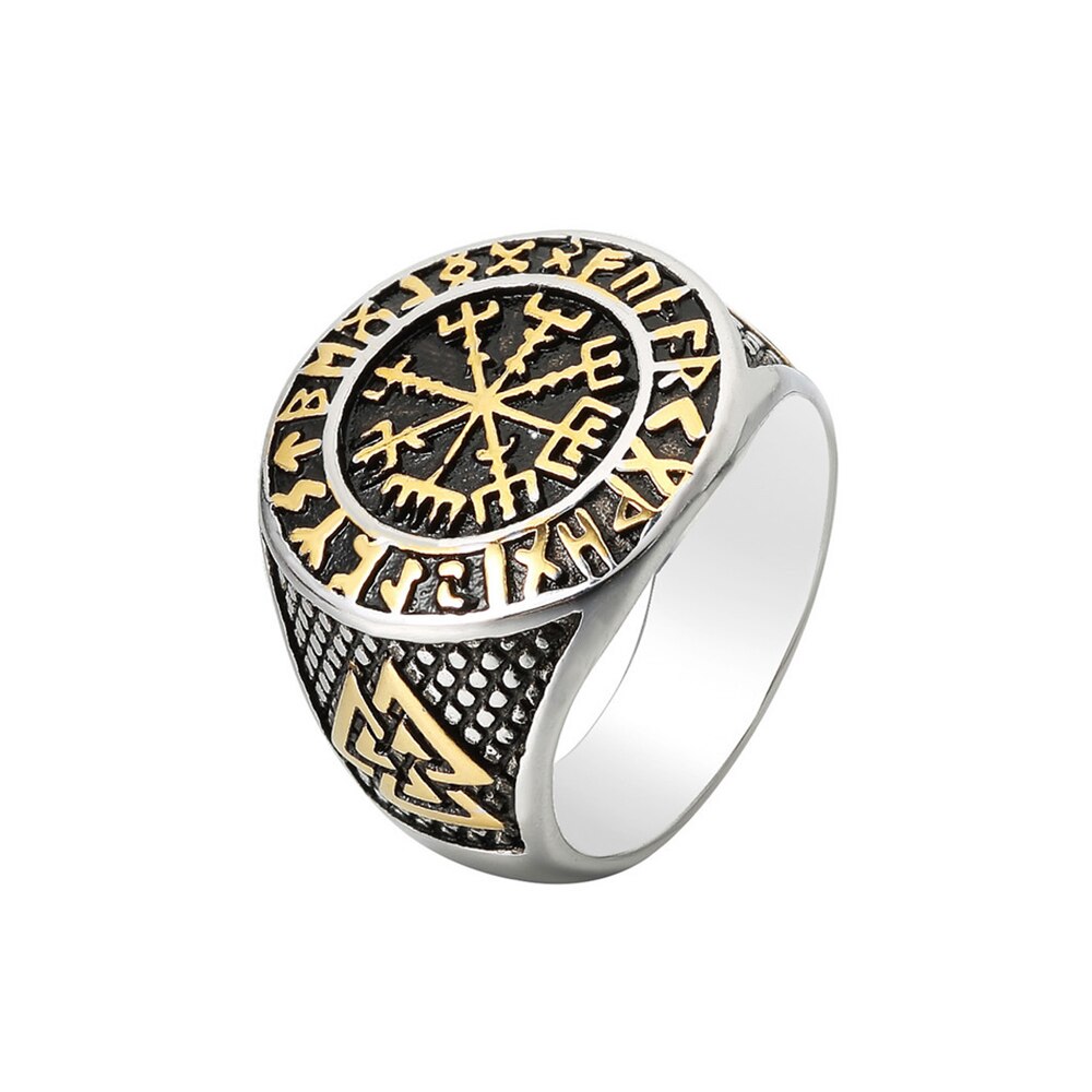 Classic Vintage Viking Compass Ring For Men Stainless Steel Nordic Vik