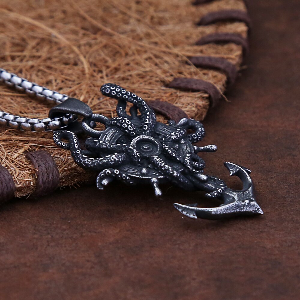 Gothic Vintage Black Anchor Pendant Necklace For Men Gofaer Finds store!