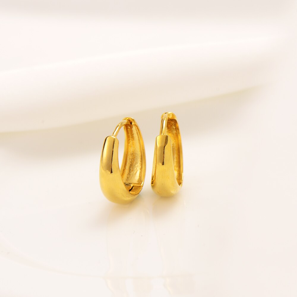 Gold Color Hoop Earrings for Women Simple Round Circle Huggies Ear Rin