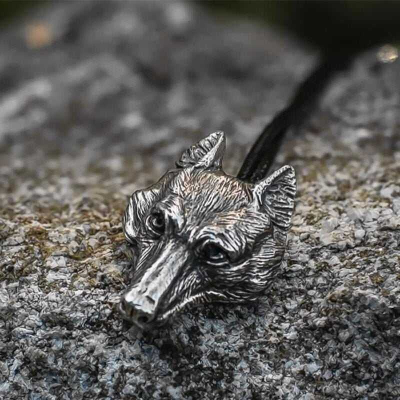 Vintage Viking Stainless Steel Wolf Pendant  Nordic Amulet Jewelry