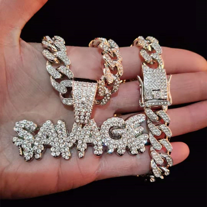 Hip Hop SAVAGE Letters Pendant Necklace