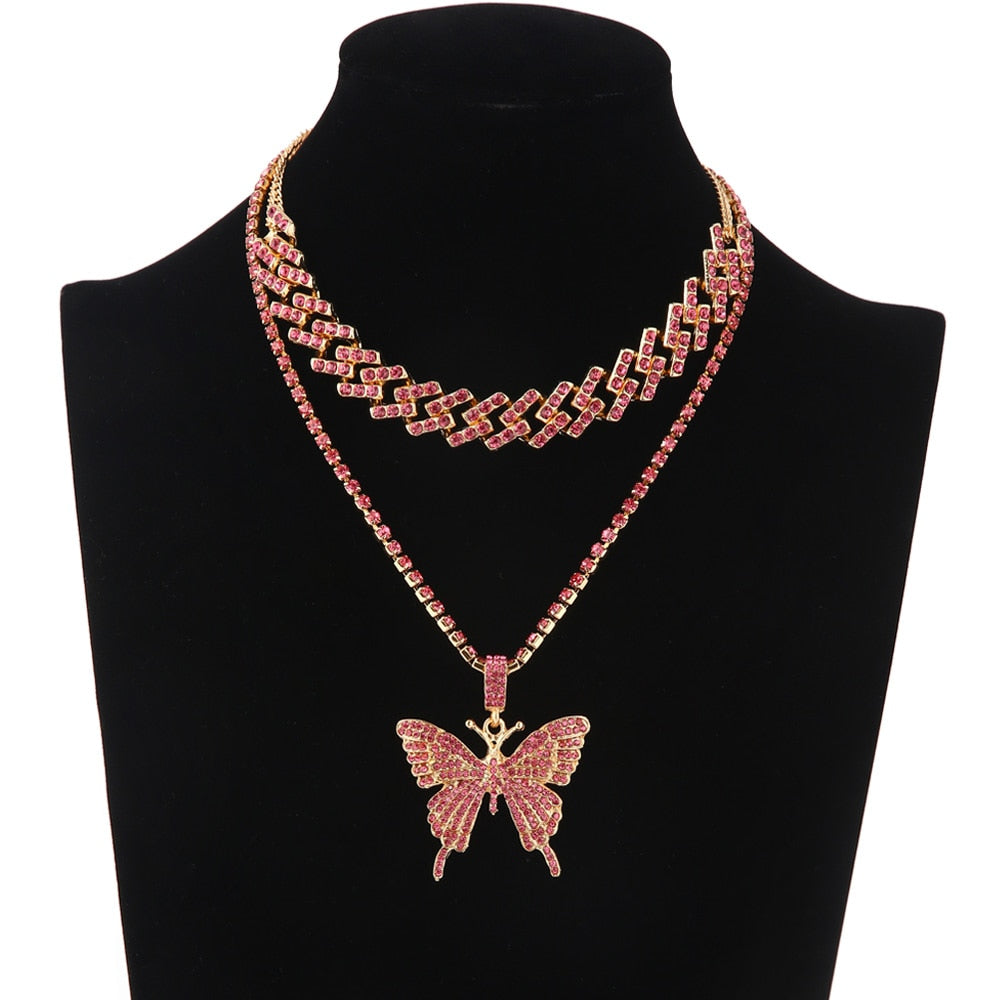 Glam Butterfly Necklace Set