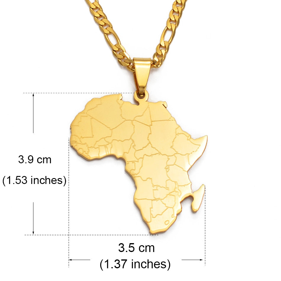 Hip-hop Style Africa Map Pendant Necklaces