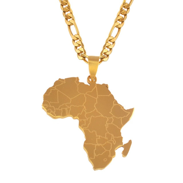Hip-hop Style Africa Map Pendant Necklaces