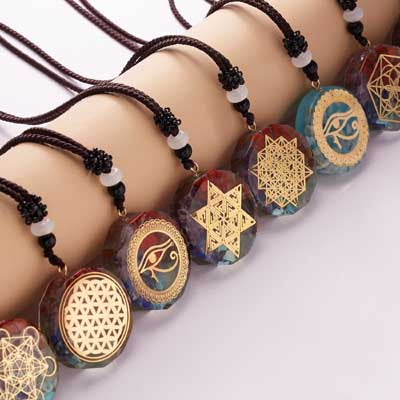 Natural Stone Geometric Pattern  Rope Chain  Necklace