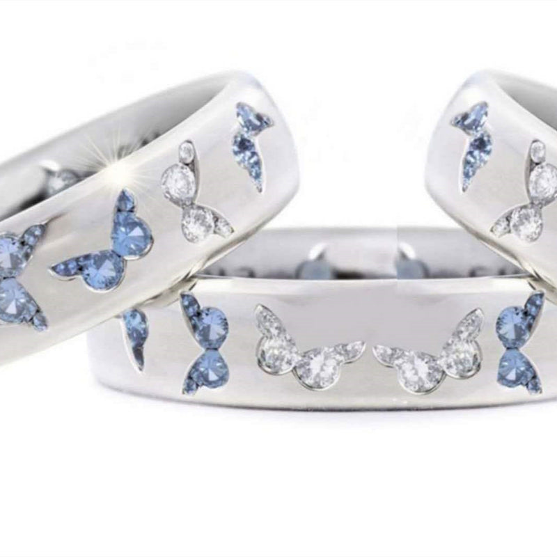 Butterfly Zircons Diamond Wedding Ring Party Jewelry Sets