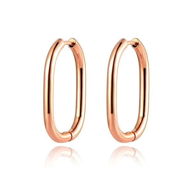 Pendientes de aro de fiesta de acero inoxidable y titanio de moda, pendientes ovalados con geometría bohemia.