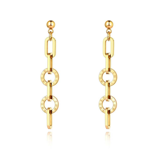 Trendy Titanium Stainless Steel Geometry Chain Link Earrings
