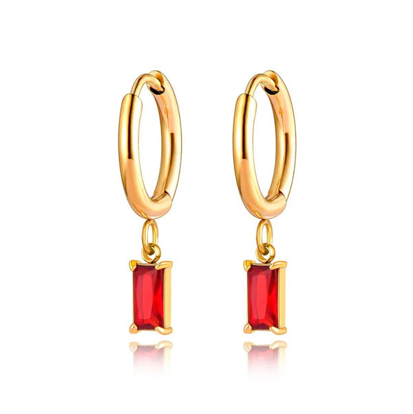 Pendientes de aro cuadrados geométricos de acero inoxidable