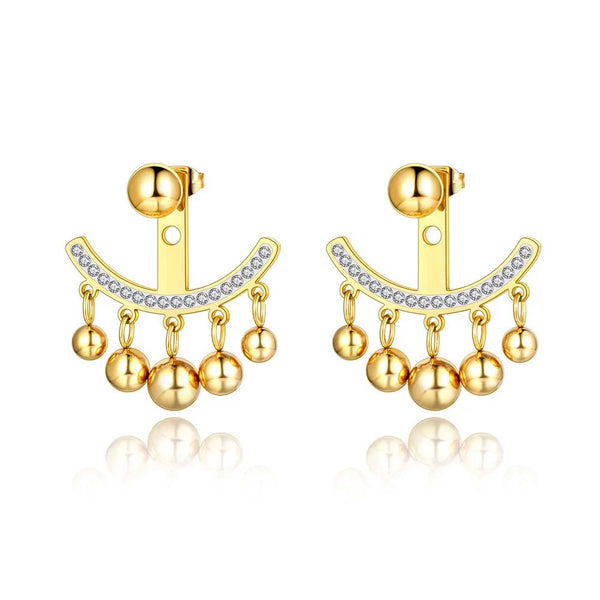 Pendientes de fiesta bohemios de acero inoxidable y titanio de moda, con cuentas redondas geométricas góticas.