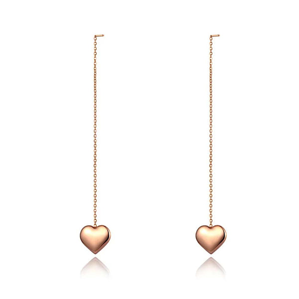 Pendientes de borla con forma de corazón de acero inoxidable y titanio