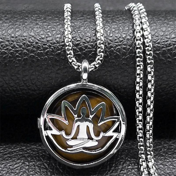 Collar de meditación con buda de loto estético para mujeres y hombres
