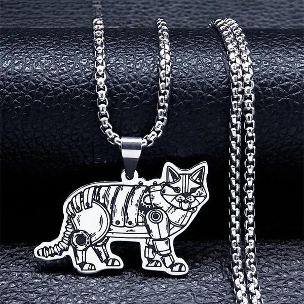 Collar de gato con maquinaria Steampunk, acero inoxidable, color plata, collares mecánicos de animales.