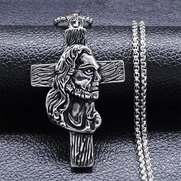 Collares con colgante de acero inoxidable con oración de fe y Dios cristiano