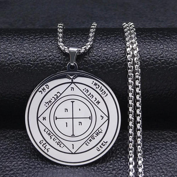 Quinto Pentáculo de Saturno - Sello de Salomón - Collar de acero inoxidable para mujer y hombre