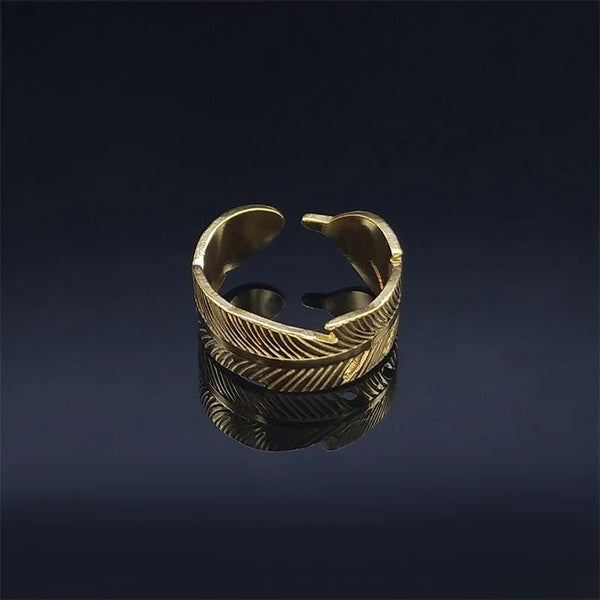 Anillo de cuero de moda para mujer, acero inoxidable, color dorado, anillos ajustables.
