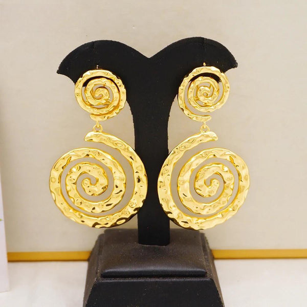 Trend Gold Color Round Spiral Earrings For Women Copper Hoop Earrings