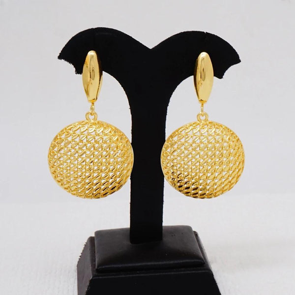 Fashion Gold Color Drop Earrings For Women Big Round Copper Dangle Earings
