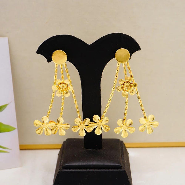 Fashion Yellow Flower Long Drop Earrings For Women African Copper Hoop Earring