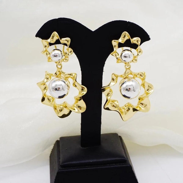 Fashion Jewelry Gold Color Round Wave Earrings Drop Dangle Earrings
