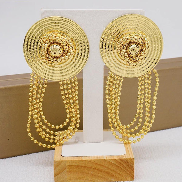 Fashion Gold Color Round Earrings Bohemian Tassel Earrings