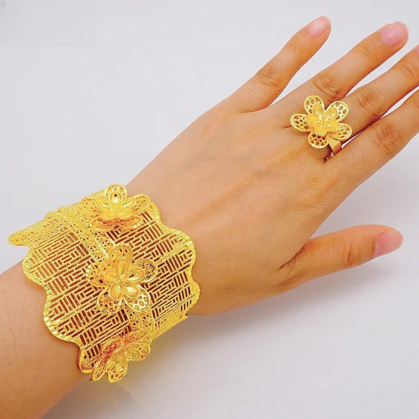Brazaletes de lujo africanos de color dorado para mujeres de Dubái