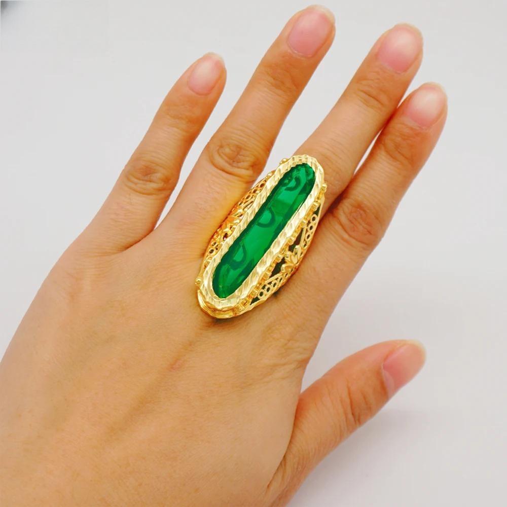 Ethiopia Dubai Big Gold Color Ring Exaggerate Crystal Ring