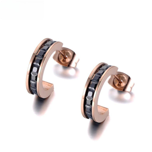 Pendientes de circonita cúbica en blanco y negro para mujeres y niñas