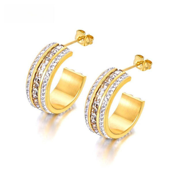 Pendientes de acero inoxidable con forma de semicírculo geométrico para mujer