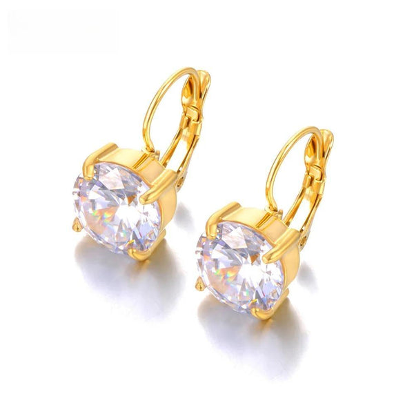 Pendientes Huggie de lujo con circonitas cúbicas AAA brillantes para mujer