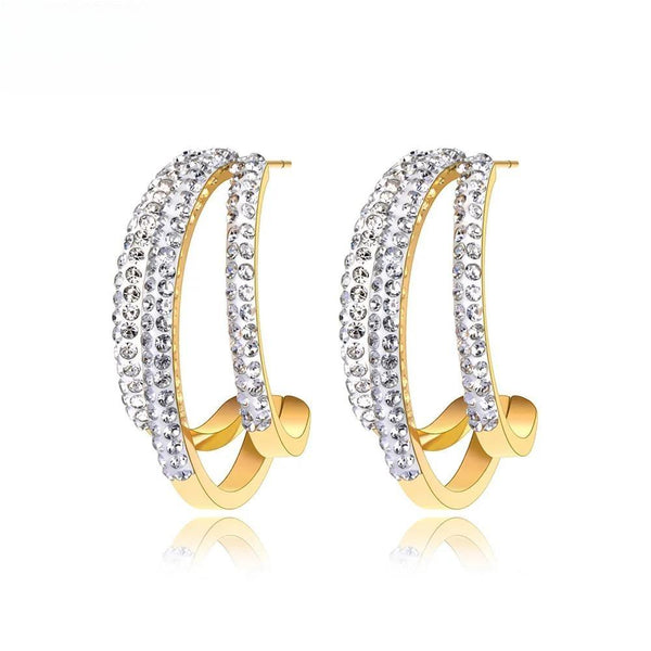 Pendientes góticos de acero inoxidable chapados en oro de 14 quilates con forma de semicírculo geométrico para mujer.