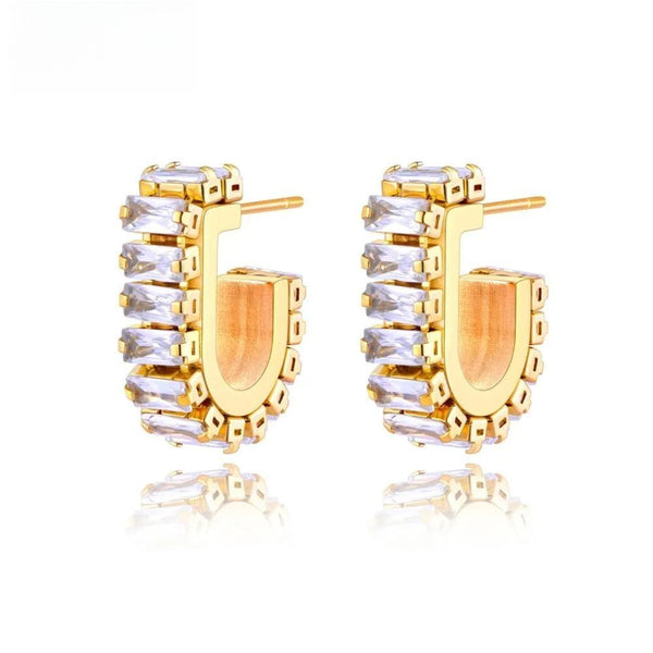 Pendientes de fiesta con cristales de circonita cúbica brillante para mujer