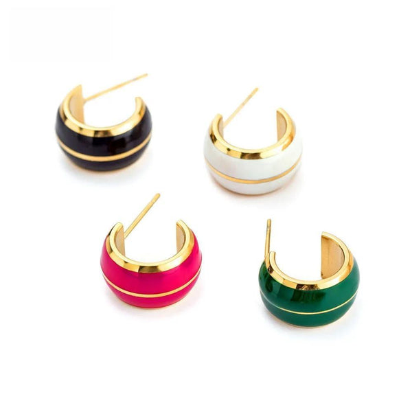 Pendientes de fiesta bohemios de acero inoxidable con forma de semicírculo geométrico para mujer