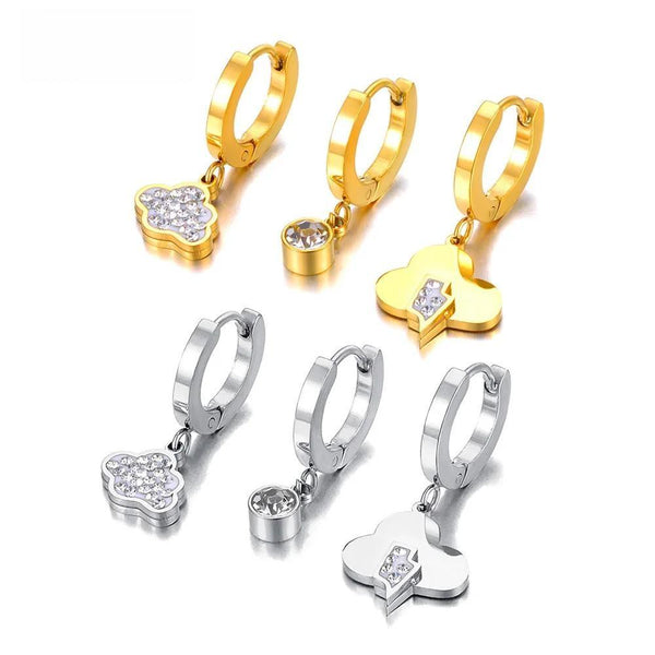 Pendientes de moda con dijes de relámpagos y nubes de diamantes de imitación para mujer