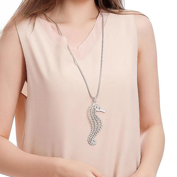 Fashion Hippocampus Vintage Long Chains Necklace Valentines Day Suspension Pendants for Women