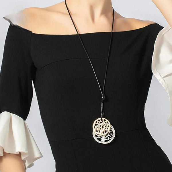Collar largo vintage con colgante de árbol de la vida, nuevo en cadena.