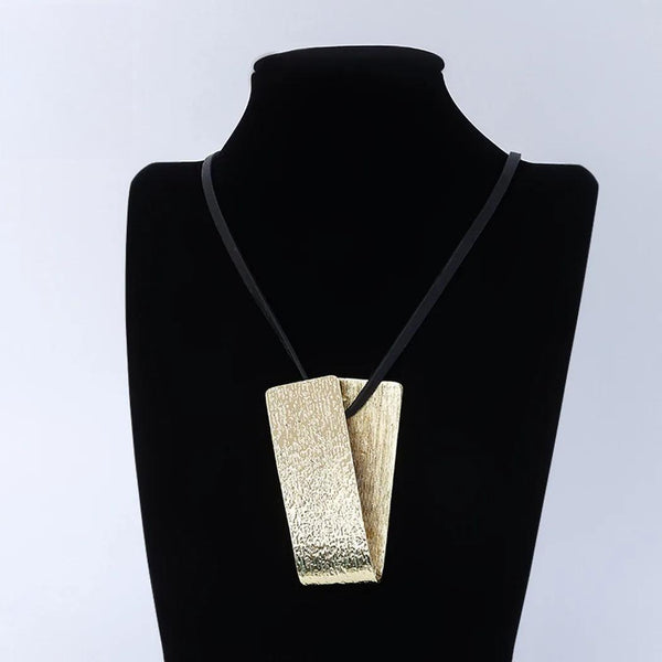 Collar vintage dorado y plateado con forma de V para mujer