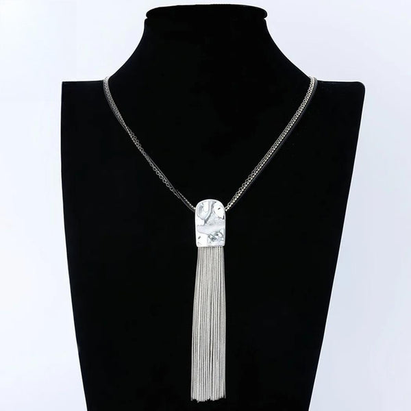 Vintage Long Chains Tassel Necklace Alloy Suspension Colar Pendants Goth Body Jewelry for Women
