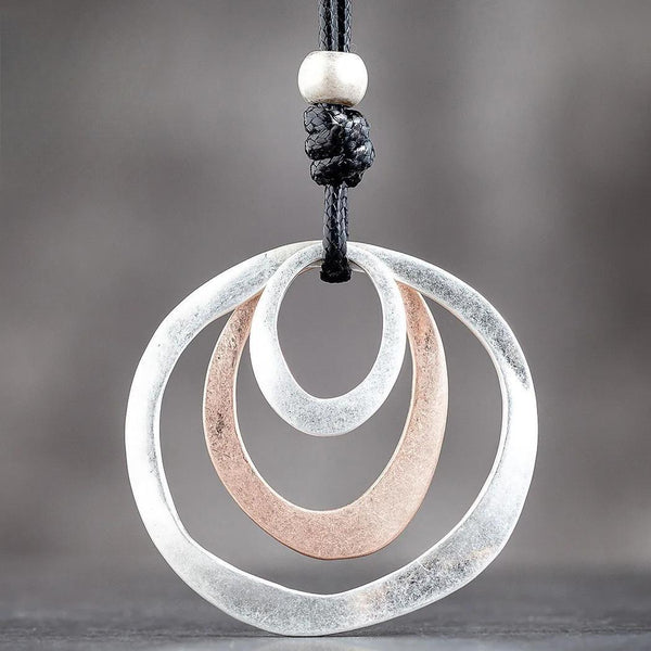 Fashion Long Necklace Suspension Silver Color Round Pendants