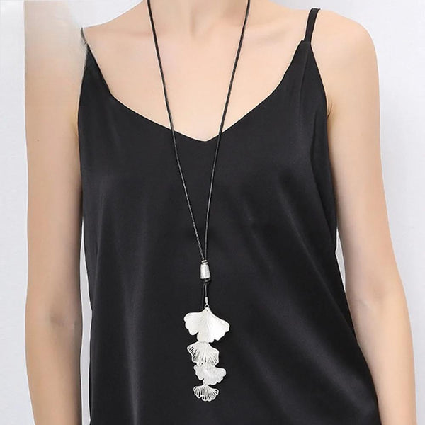 Collares vintage de hojas grandes, cadenas largas, colgantes góticos de moda