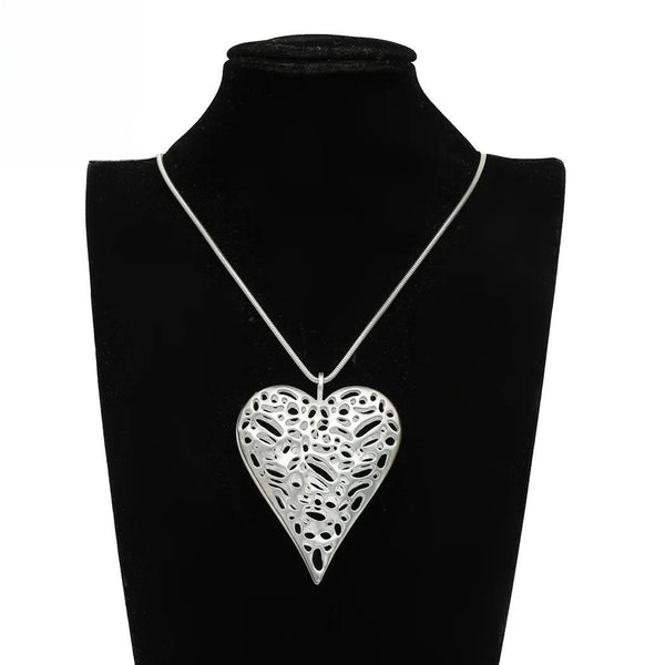 Korean Fashion Hollow Heart Long Pendants Chains Suspension Necklace