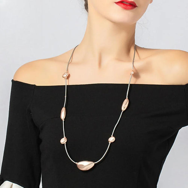 New in Rose Gold Color Hollow Long Chains Necklace Suspension Collar Pendants