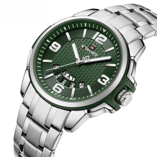 Reloj deportivo informal de cuarzo para hombre, correa de acero inoxidable