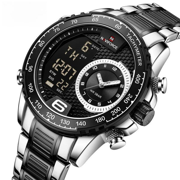 Reloj de lujo sexy de acero inoxidable, deportivo digital, cronógrafo de cuarzo, reloj de pulsera para hombre