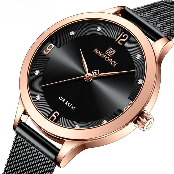 Reloj de lujo para mujer, con correa de malla, elegante reloj de cuarzo para mujer, delicado reloj de vestir.