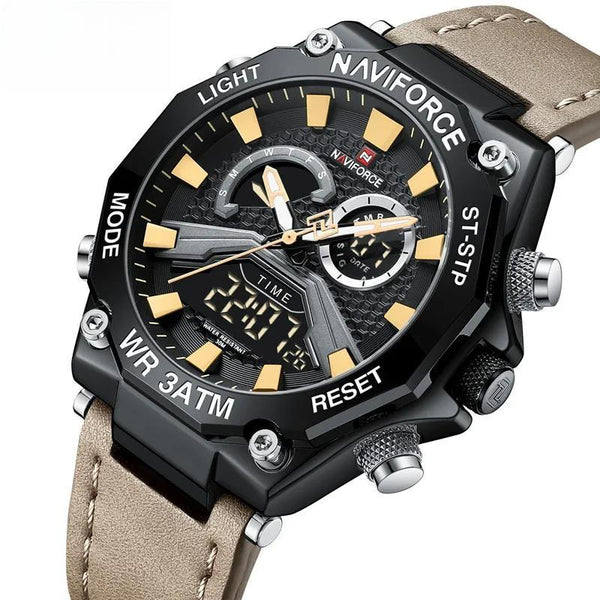 Relojes de pulsera para hombre con cronógrafo digital de doble pantalla y resistente al agua.