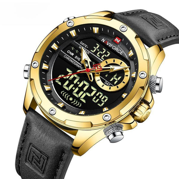 Reloj de cuarzo moderno para hombre, resistente al agua, con cronógrafo y correa de cuero.