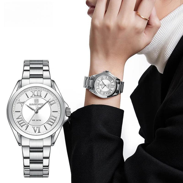 Reloj de cuarzo romántico de lujo para mujer, reloj de pulsera de acero inoxidable para mujer