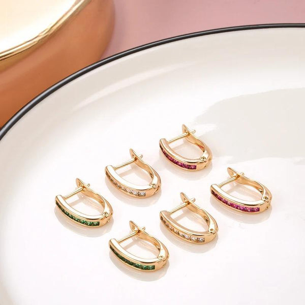 585 Rose Gold Multi Color Zircon Climber Earrings