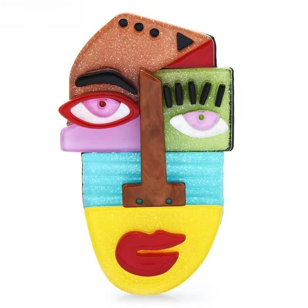 Broches creativos de acrílico con caras para mujer